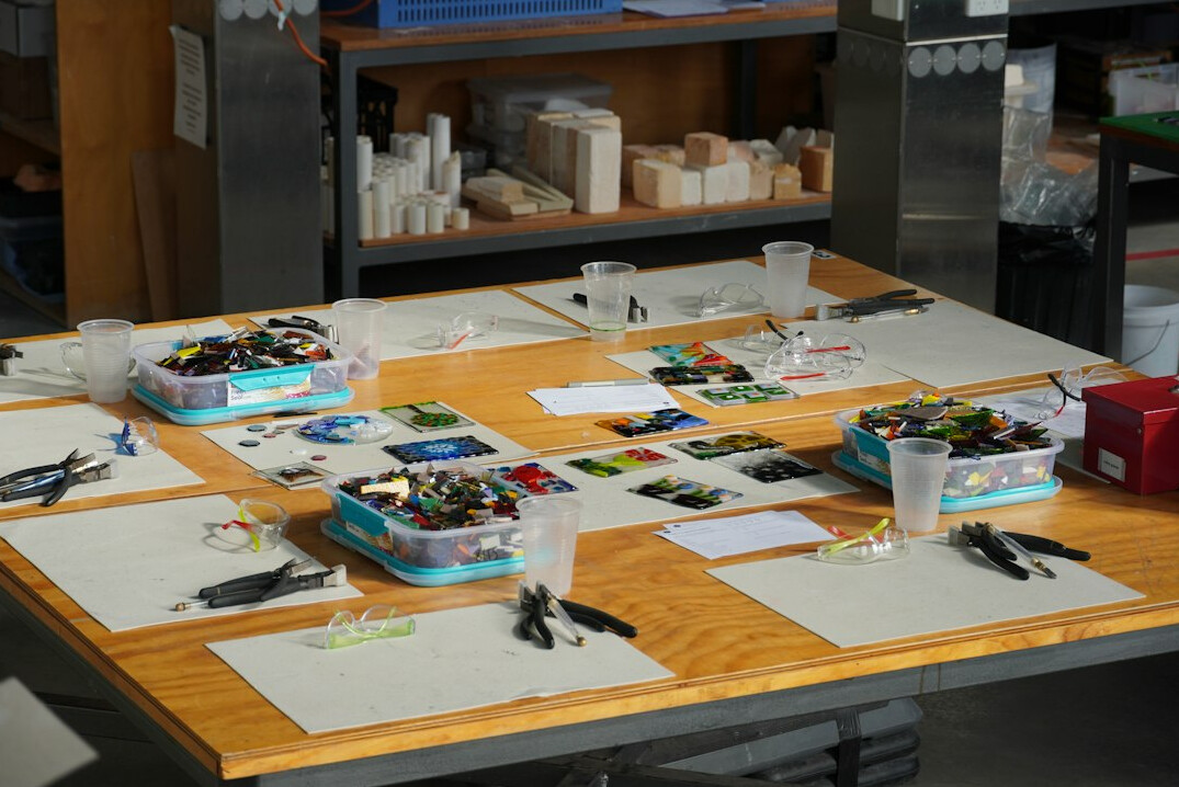 Production team collaborating around a table