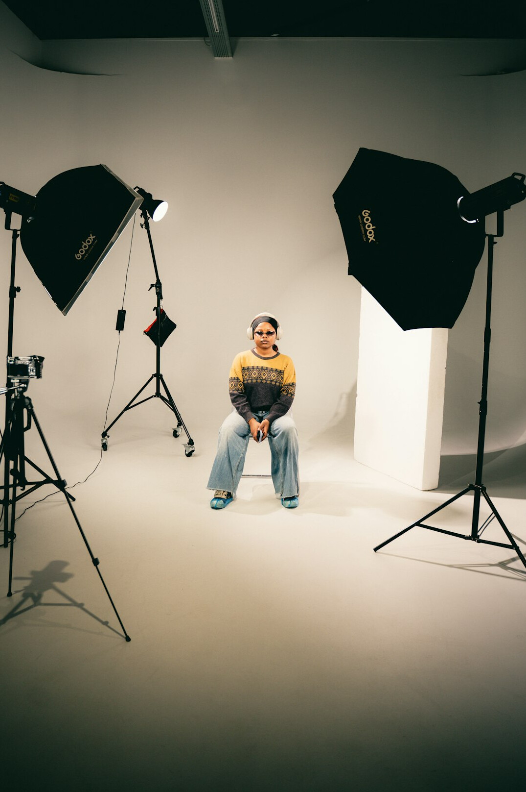 Film and television set with lighting equipment